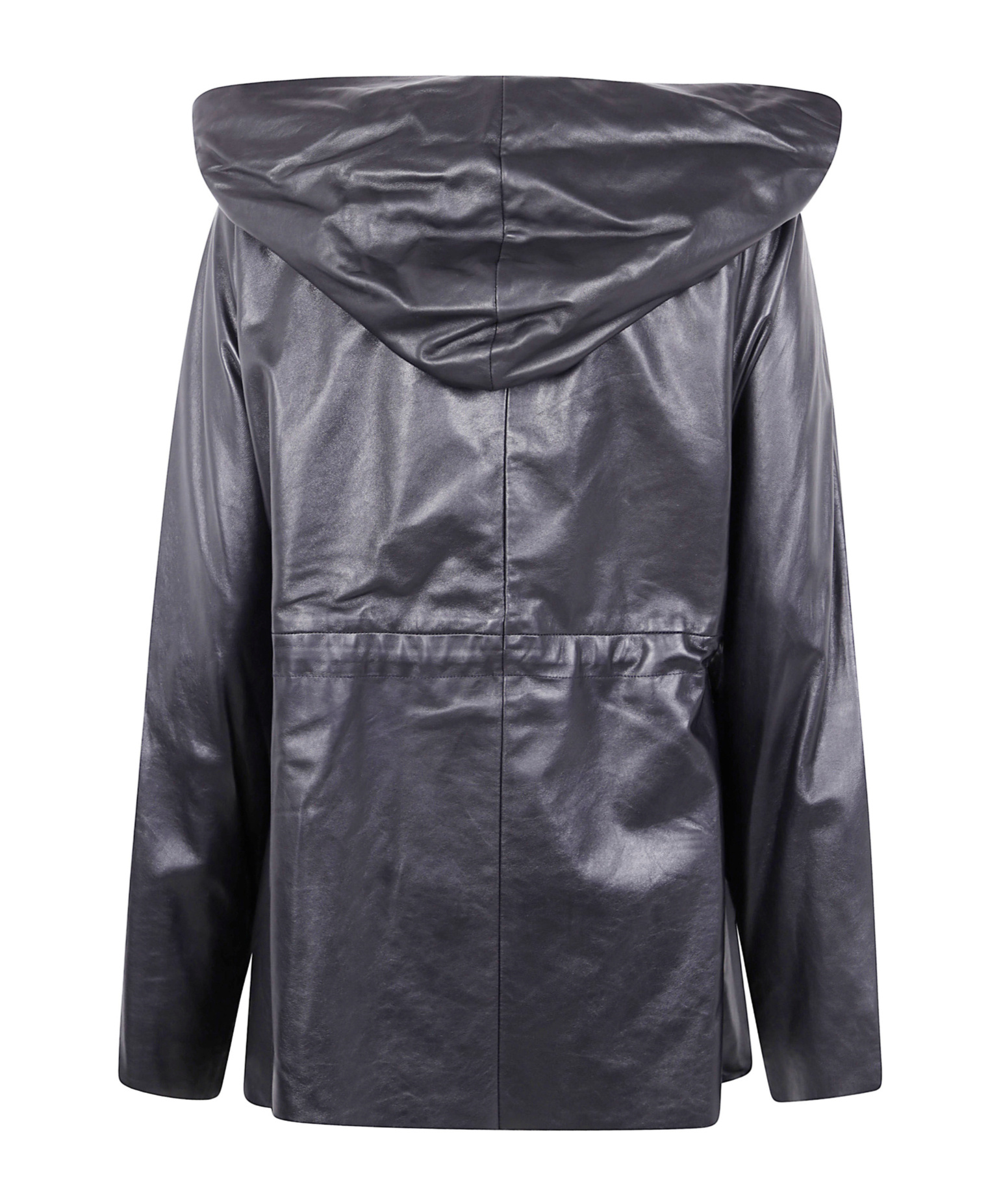 Rick Owens Zipfront Hooded Leather Jacket In Black