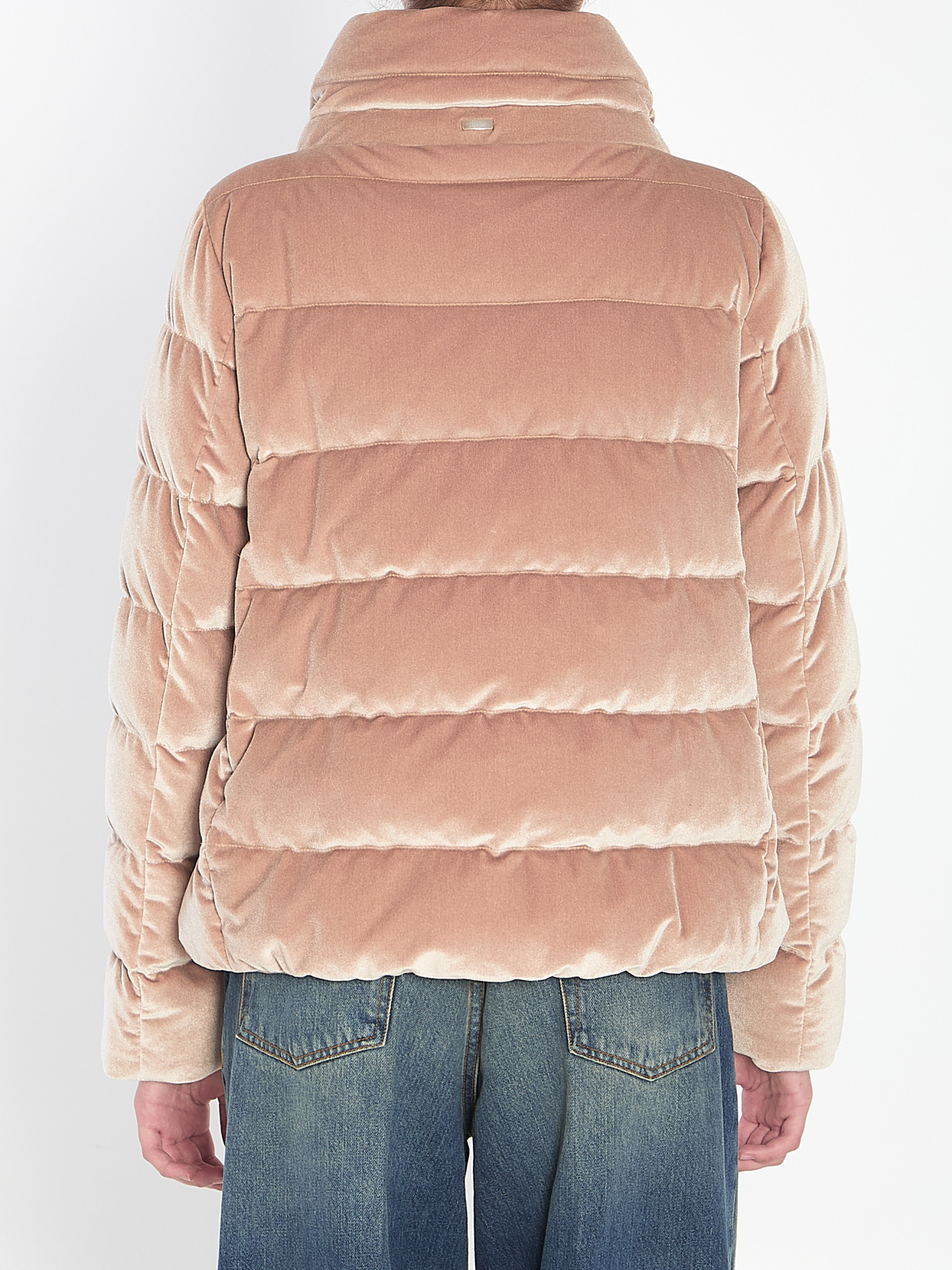Herno Drawstring Detail Velvet-effect Jacket In Pink