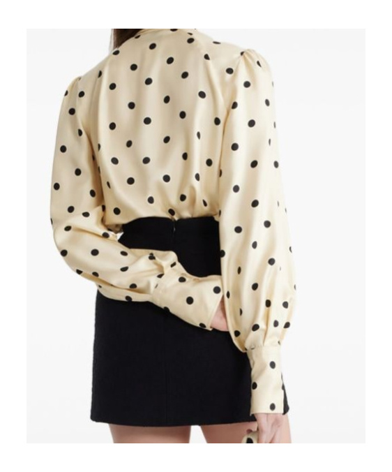 Patou Silk Blouse With Polka Dot Pattern And Bow In White