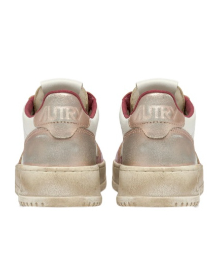 Autry 'super Vintage' Red Sneakers With Logo Patch On The Tongue And Distressed Effect In Nude