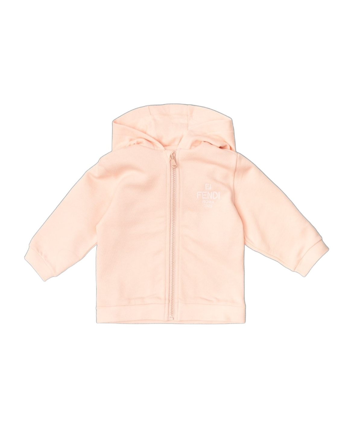 Fendi Kids Logo Detailed Zip-up Hoodie In Neutral