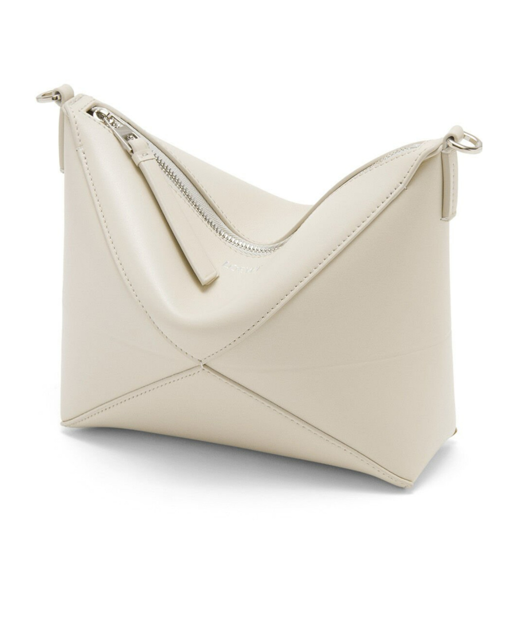 Loewe Puzzle Fold Leather Pouch Shoulder Bag In Nude