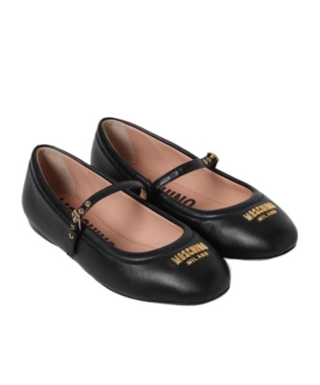Moschino Women Ballet Flats With Lettering Logo In Black