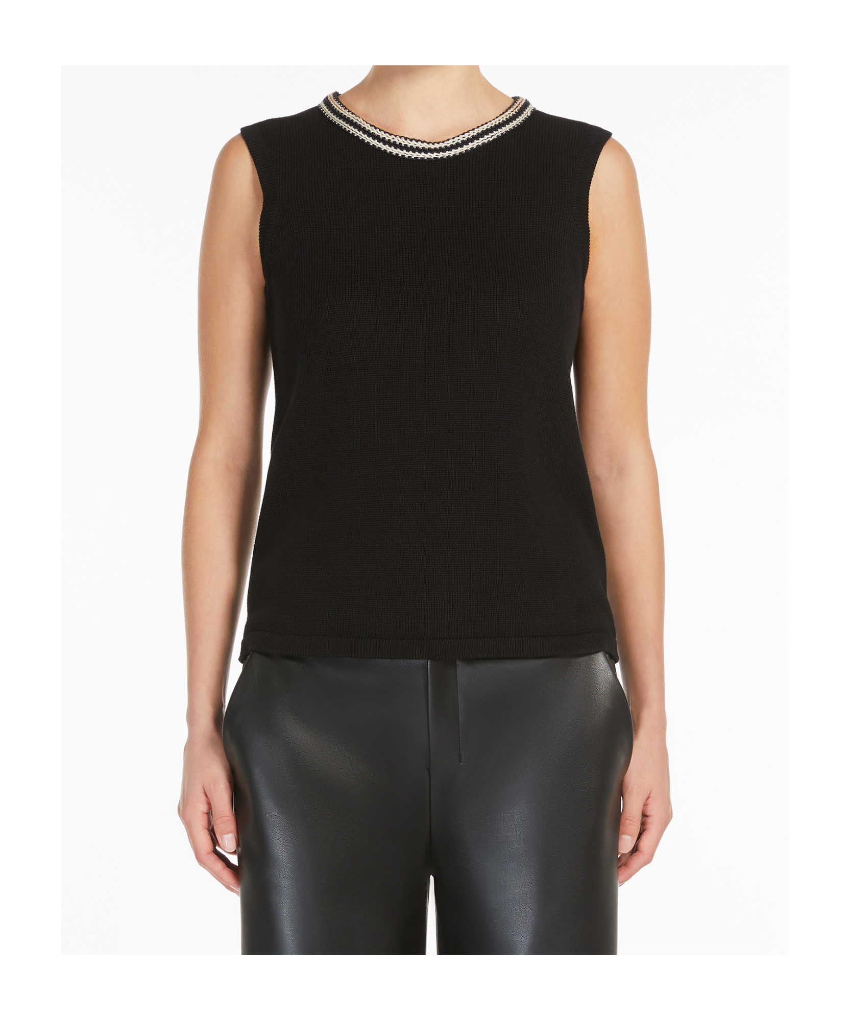 Max Mara Cotton Top In Black