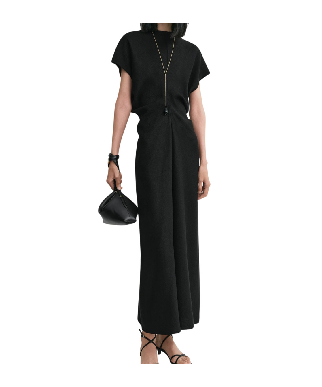 Totême Toteme Black Woven Dress With Loose Waist