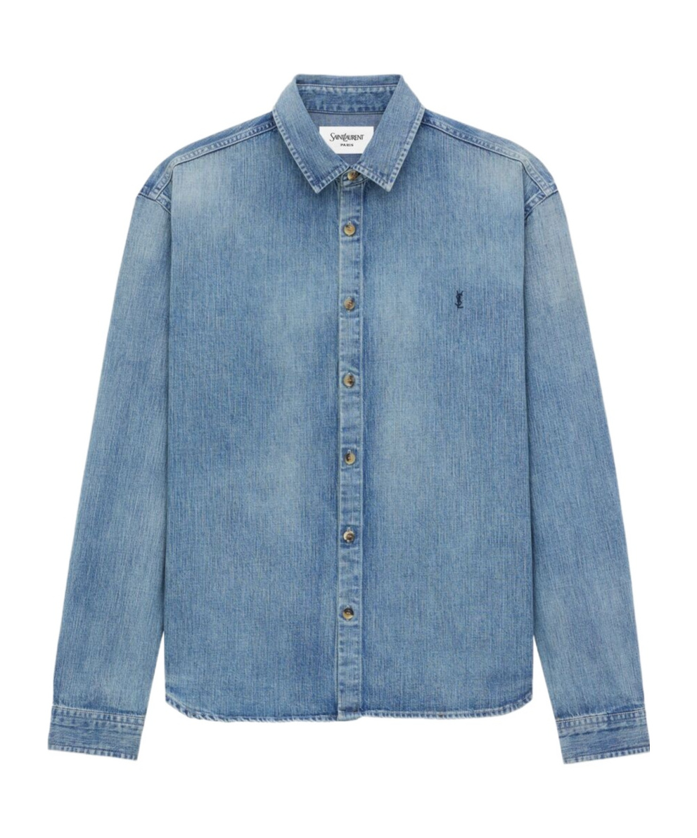 Saint Laurent Casual Shirt Cassandre Men In Blue