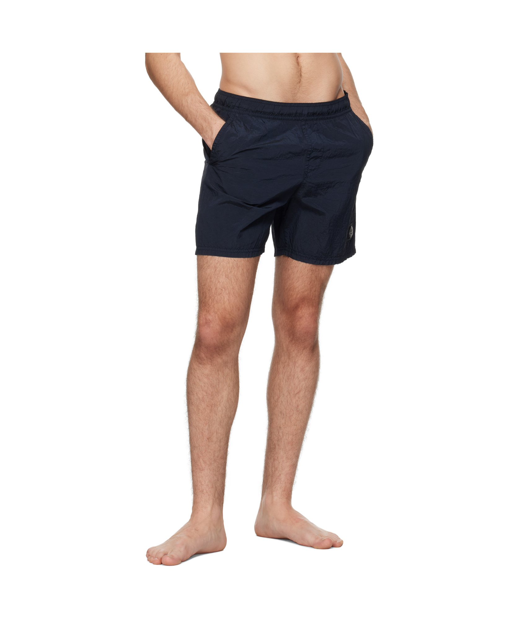 Stone Island Compass Patch Drawstring Swim Shorts In Blue