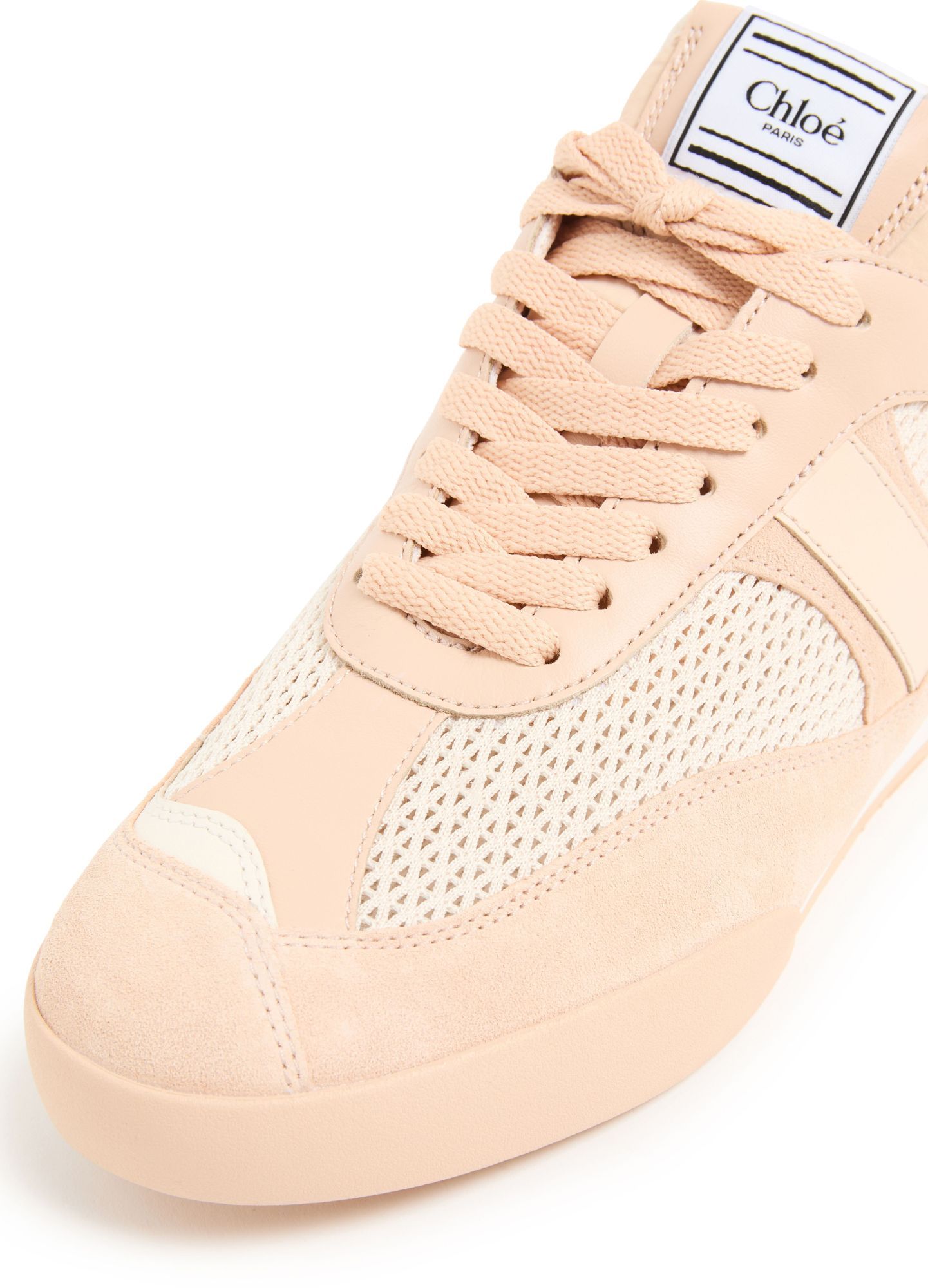 Chloé Kick Leather And Suede-trimmed Mesh Sneakers In Nude