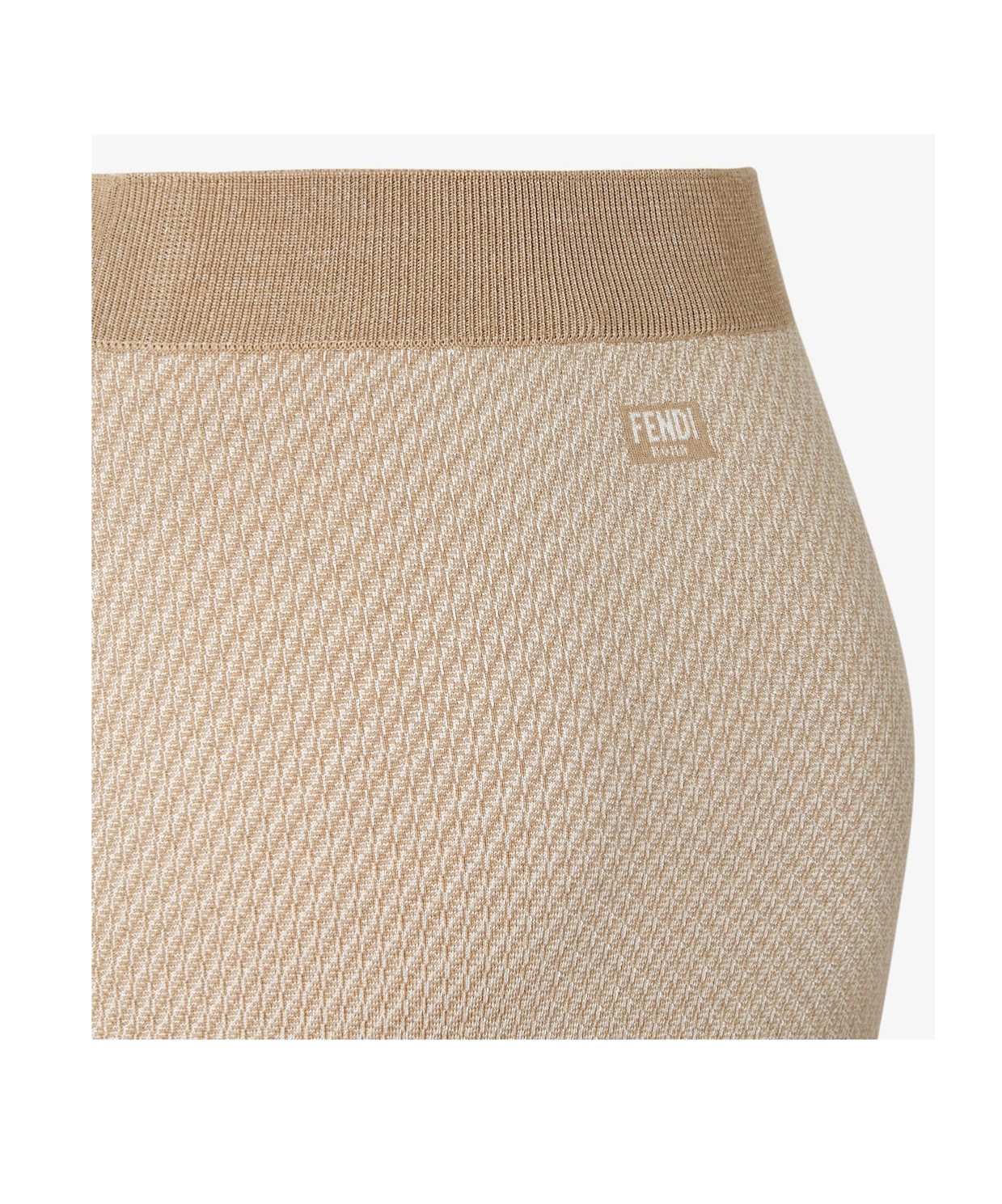 Shop Fendi Brown Ff Wool And Silk Skirt In Nude