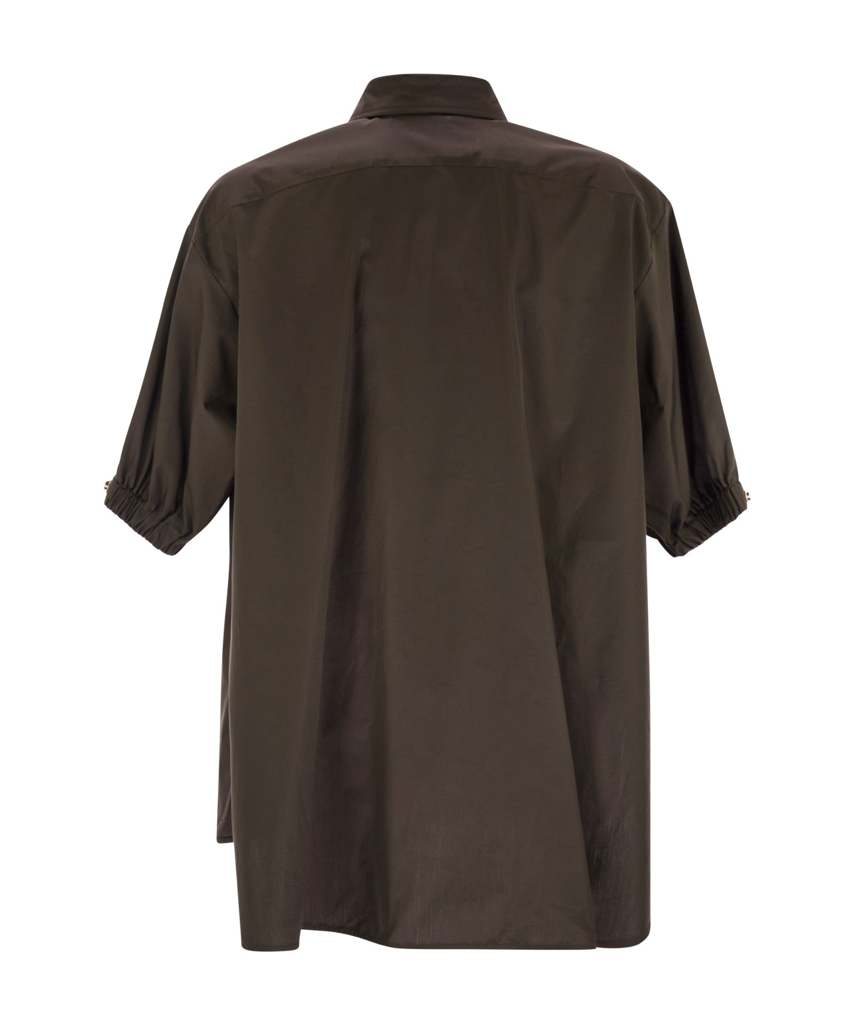 Max Mara Brown Cotton Poplin Teano Shirt In Black