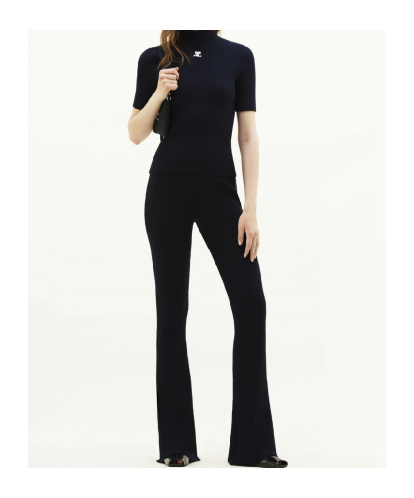 Courrèges Reedition Logo-patch Knitted Top In Blue