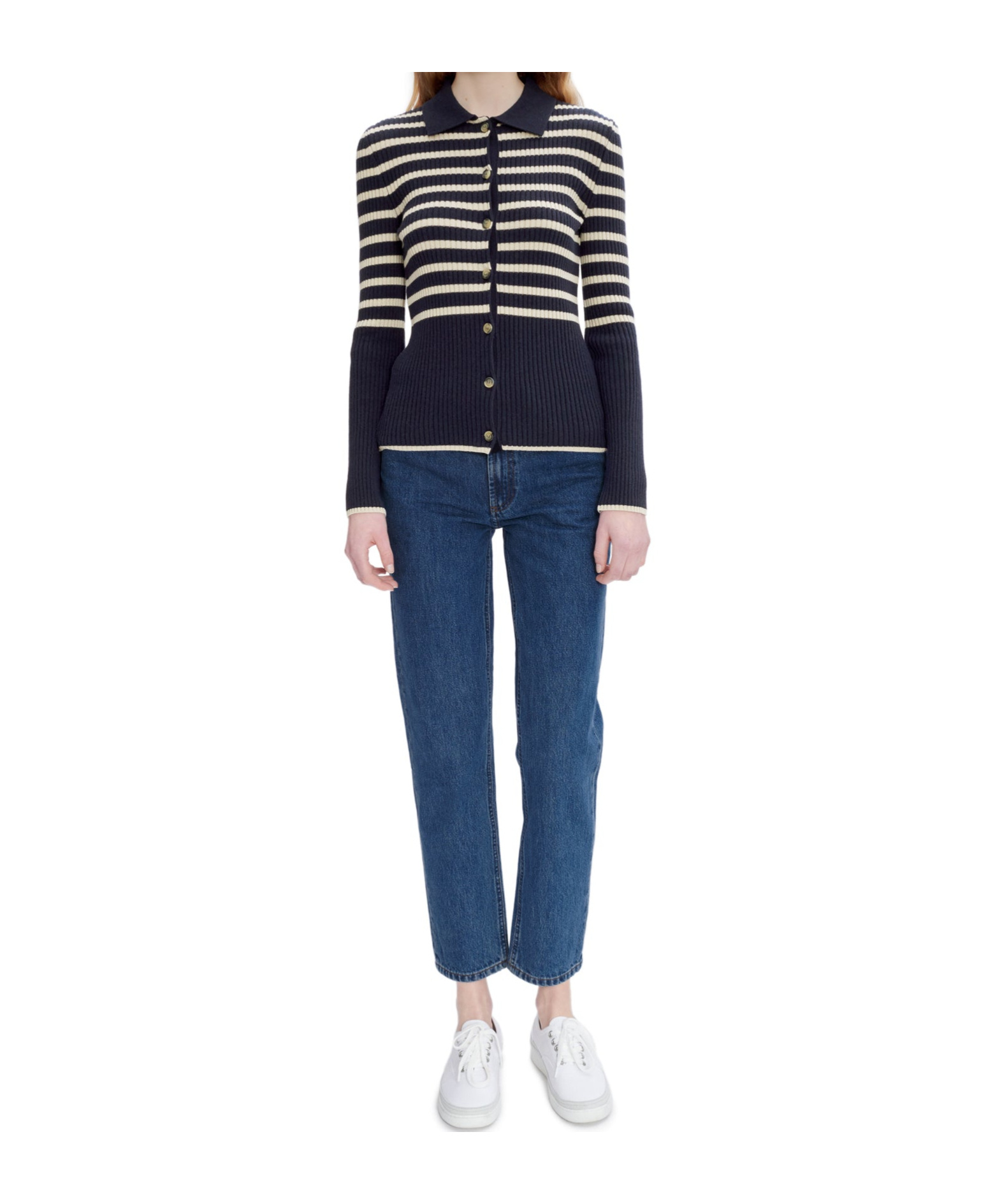 Apc Button-up Striped Cardigan In Black