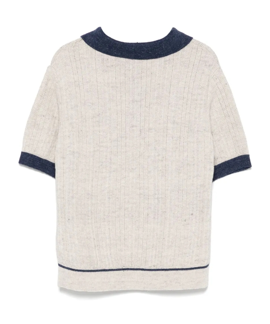 Eleventy Polo In Maglia A Coste In White