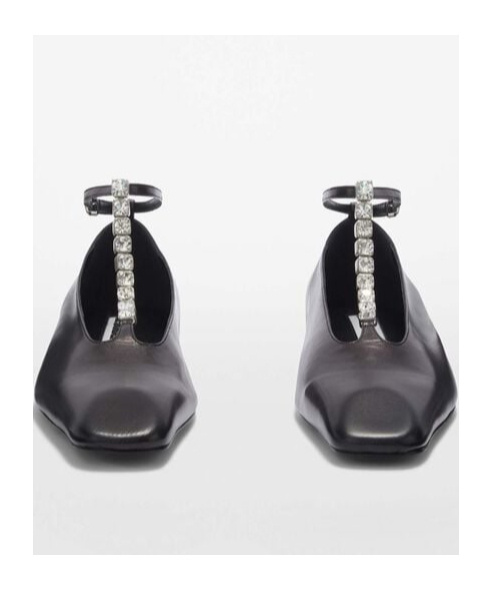 Jil Sander Crystal-embellished Ballet Flats Black In Black