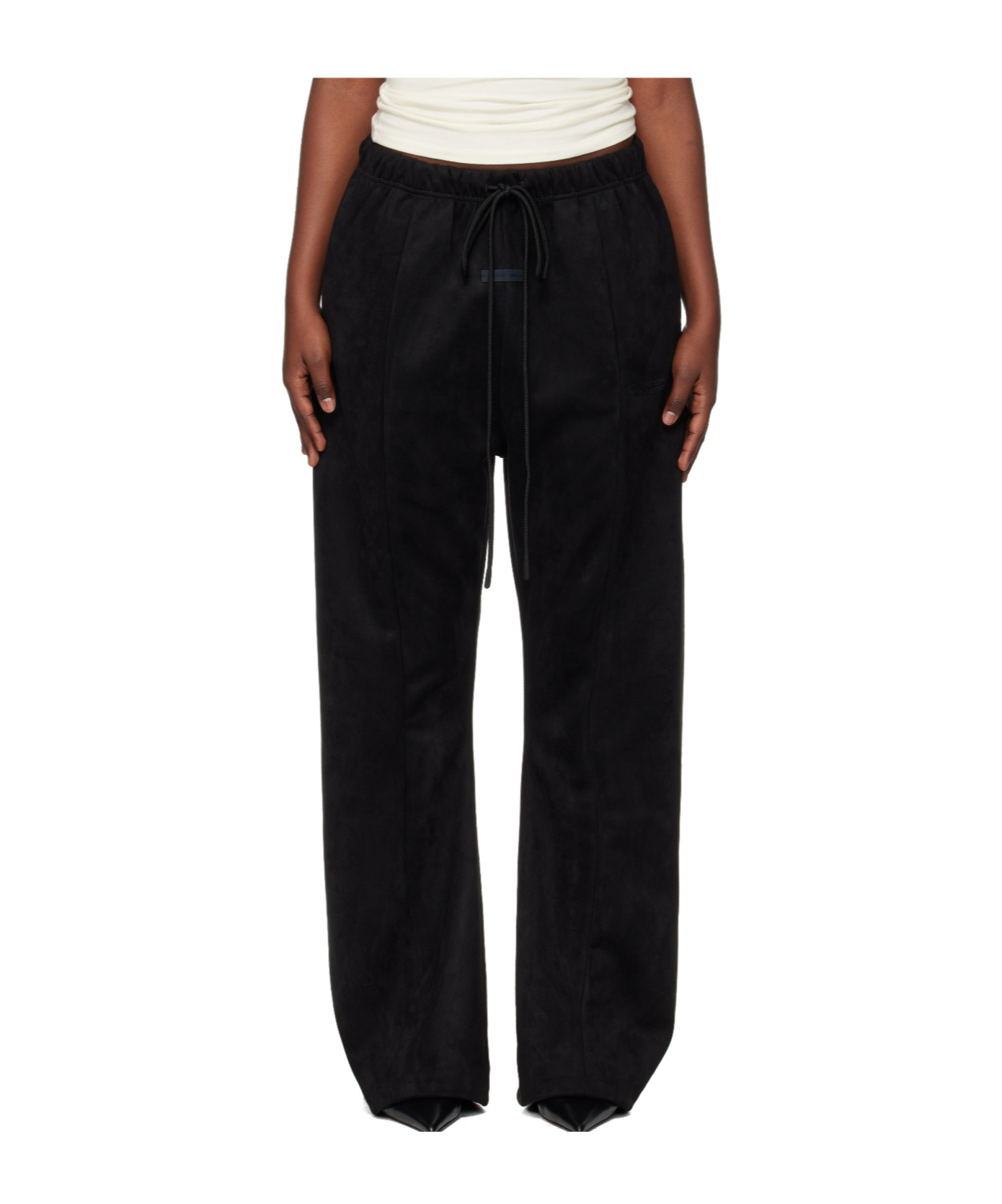 Essentials Womens Suede Fleece Flare Sweatpant In Black