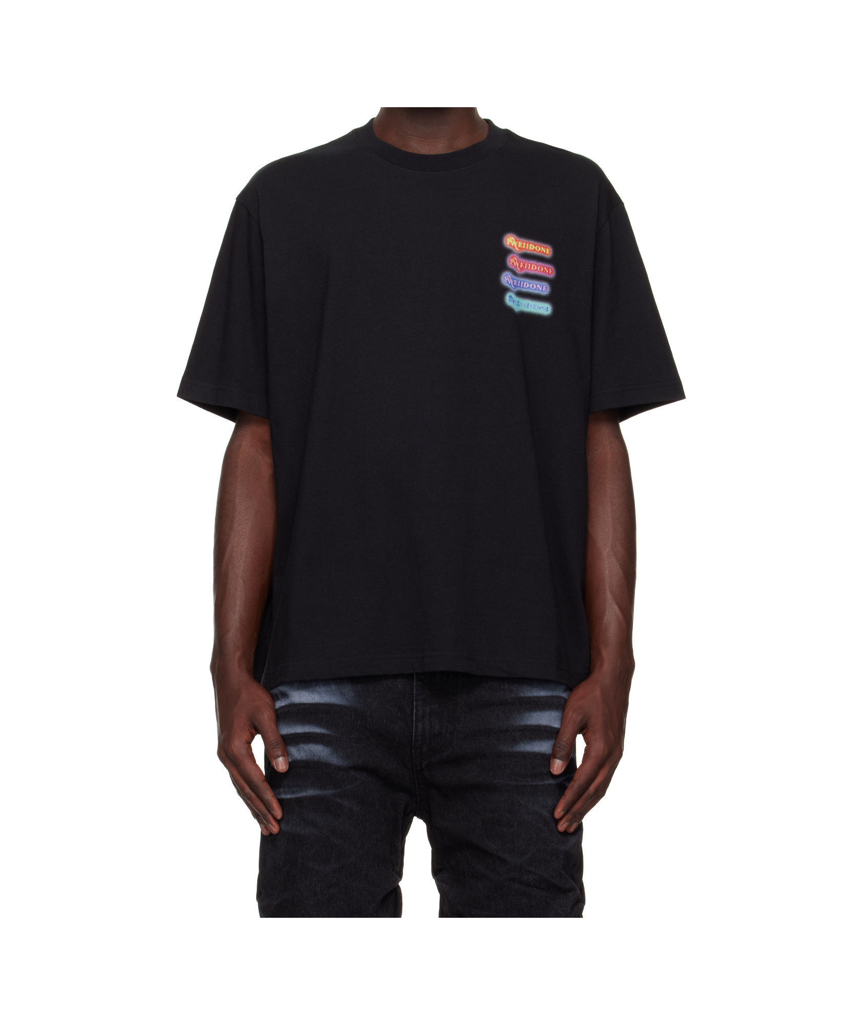We11 Done Neon Logo Short Sleeved T-shirt In Black