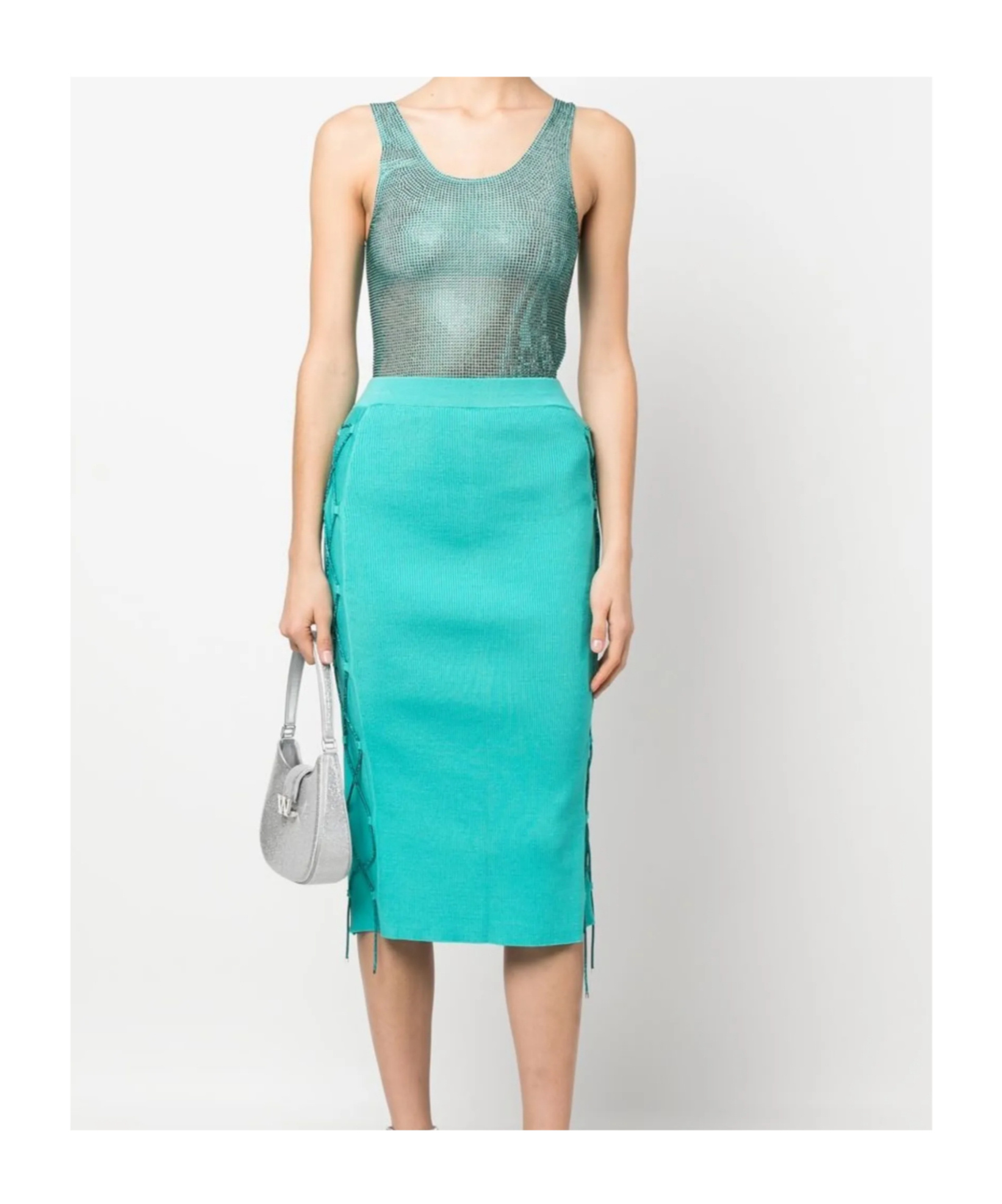 Giuseppe Di Morabito Embellished Scoop Neck Sleeveless Fitted Top In Green