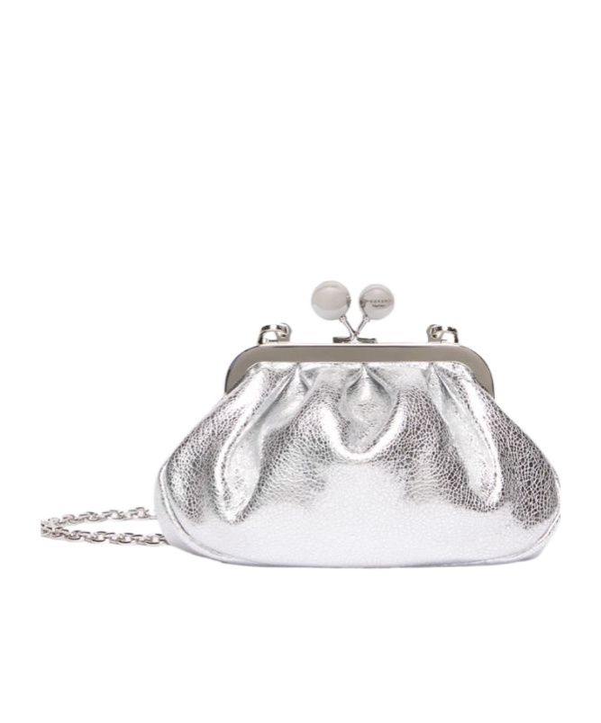Weekend Max Mara Wkabruno Metallic Mini Clutch Bag In Silver