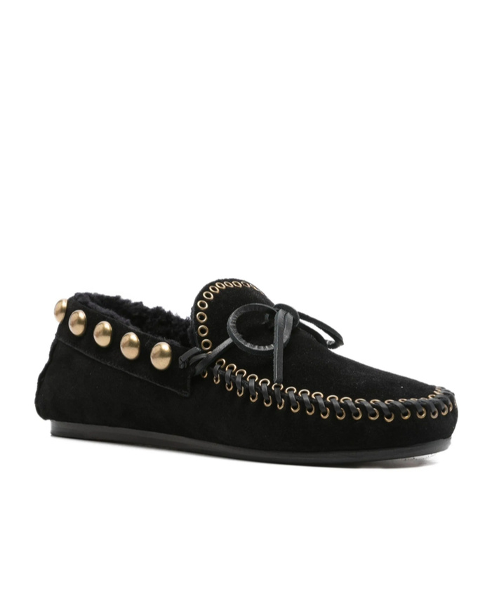 Isabel Marant Gold-stud Embellished Loafers In Black