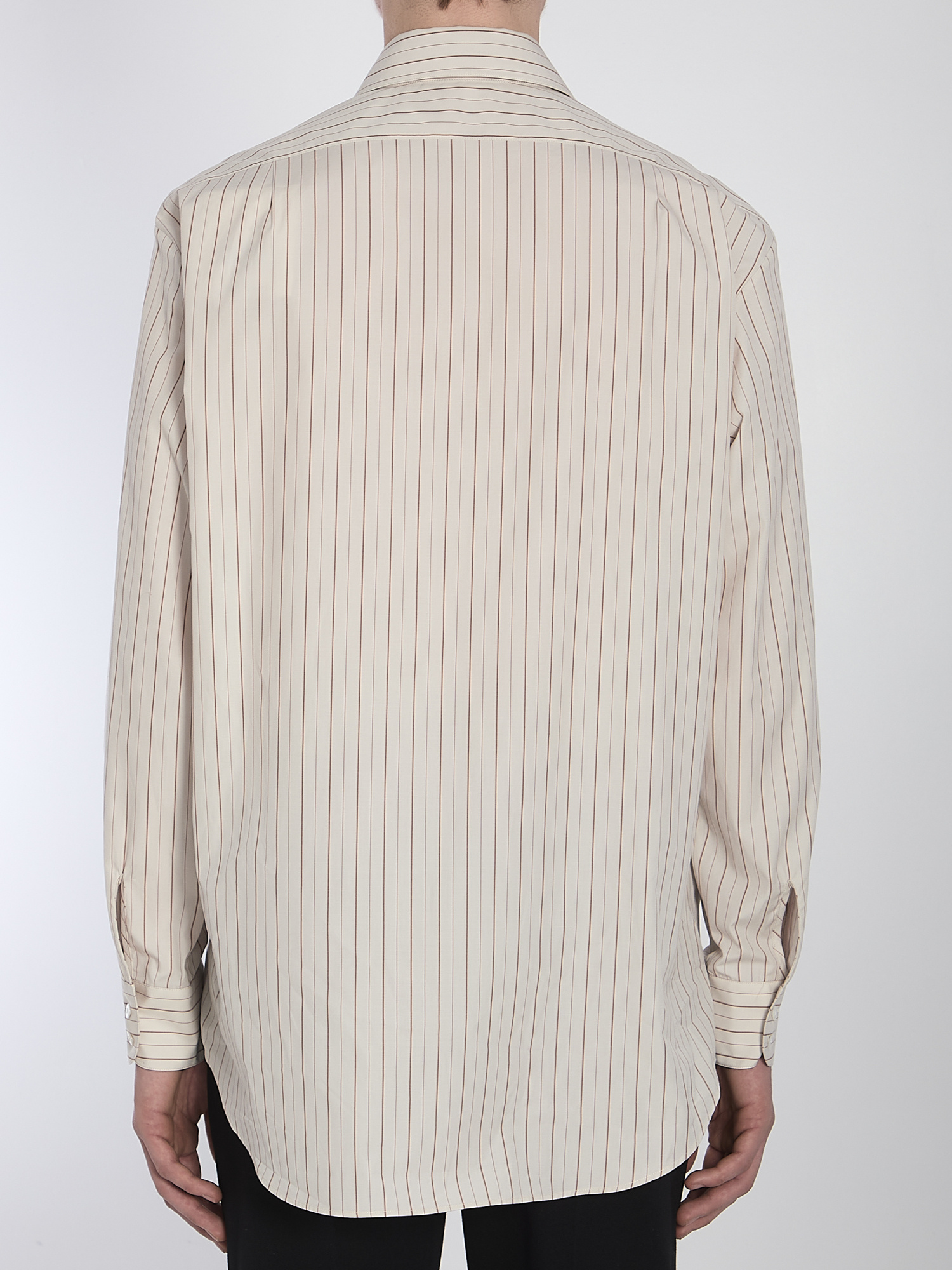 The Row Luigi Striped Shirt In Neutral