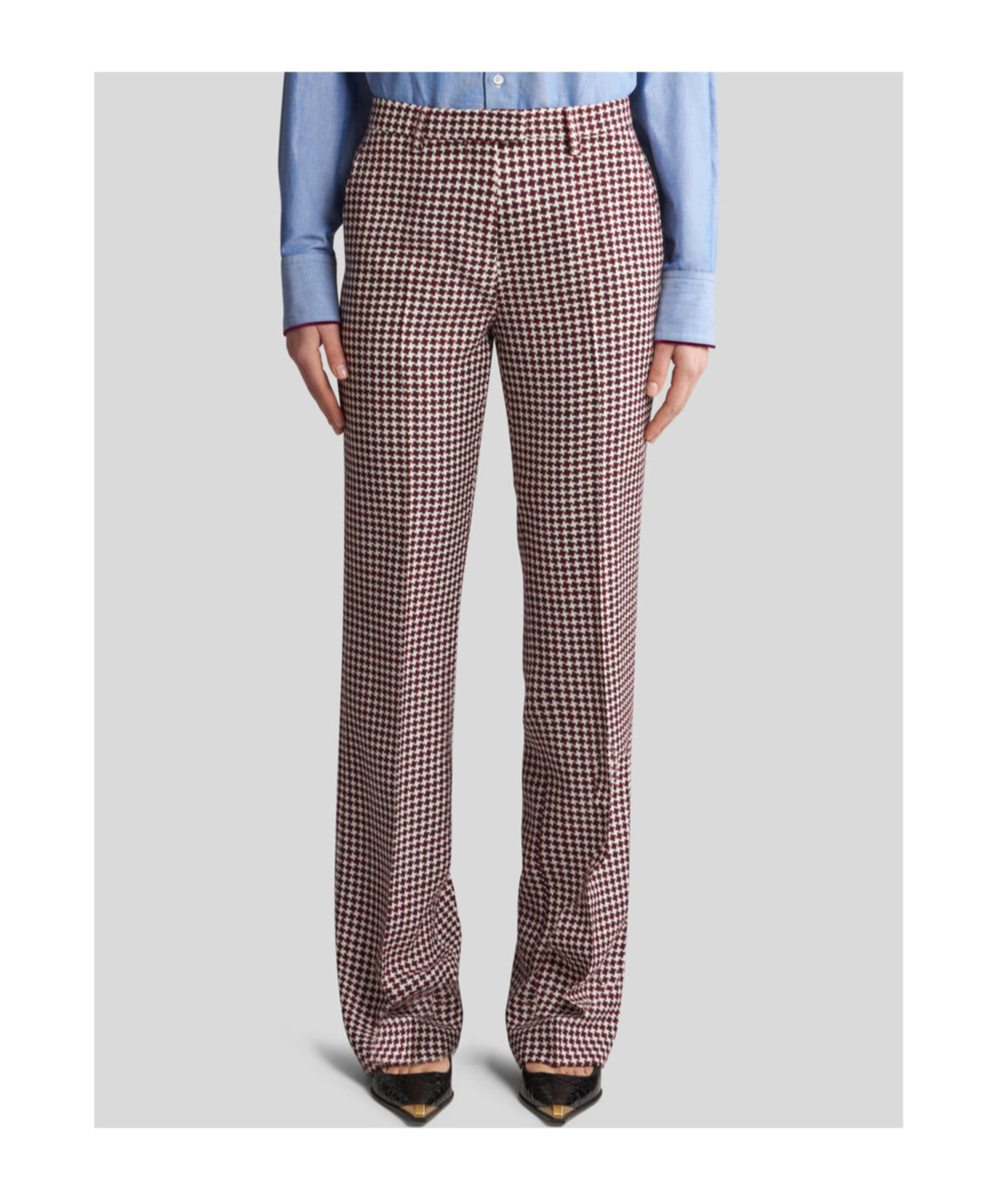 Etro , Houndstooth Trousers, Woman, White, Size 48 In Multicolor