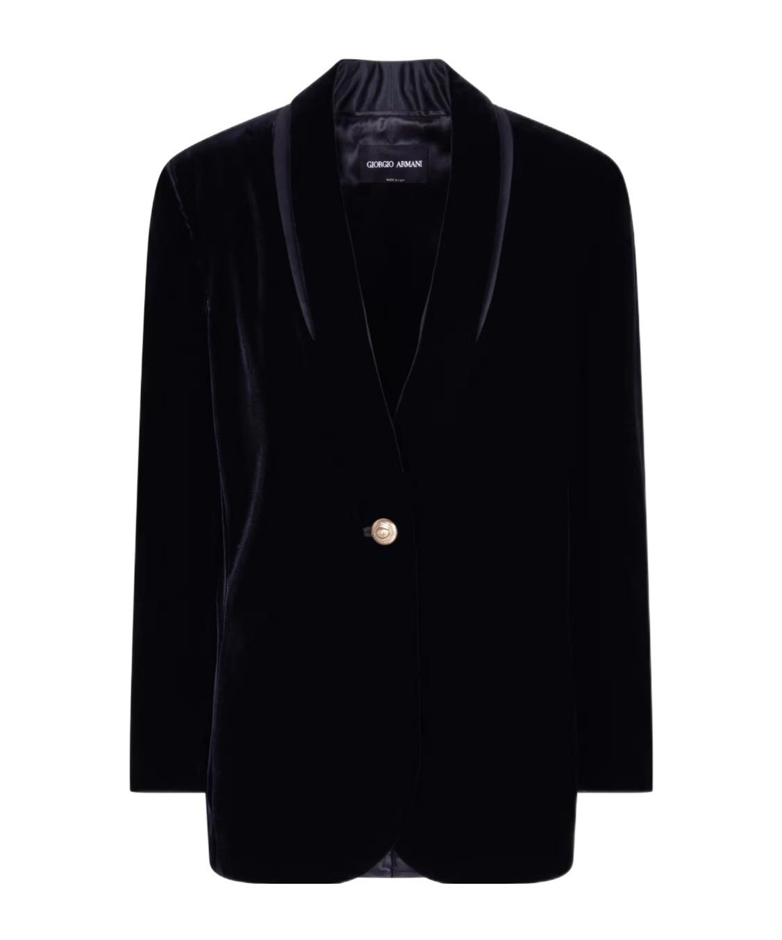 Giorgio Armani Velvet Blazer With Satin Lapel And Long Sleeves In Black