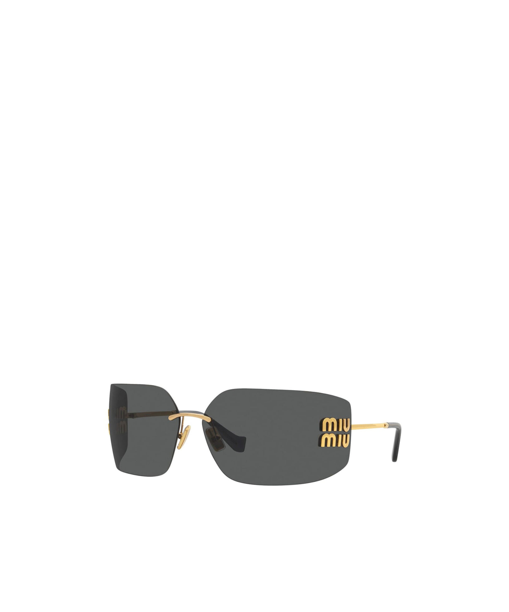 Miu Miu Mu 54ys 80 Rimless Titanium Wrap Sunglasses In Gray