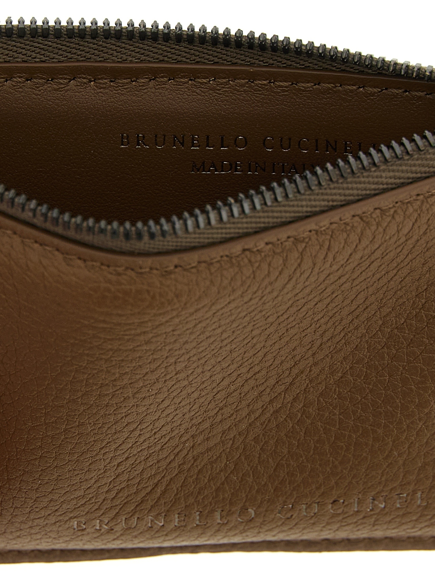 Brunello Cucinelli Zipper Card Holder In Brown