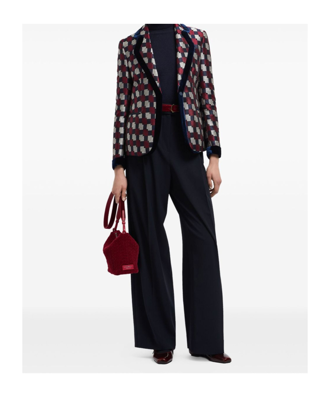 Emporio Armani Pattern-printed Single-breasted Blazer In Brown