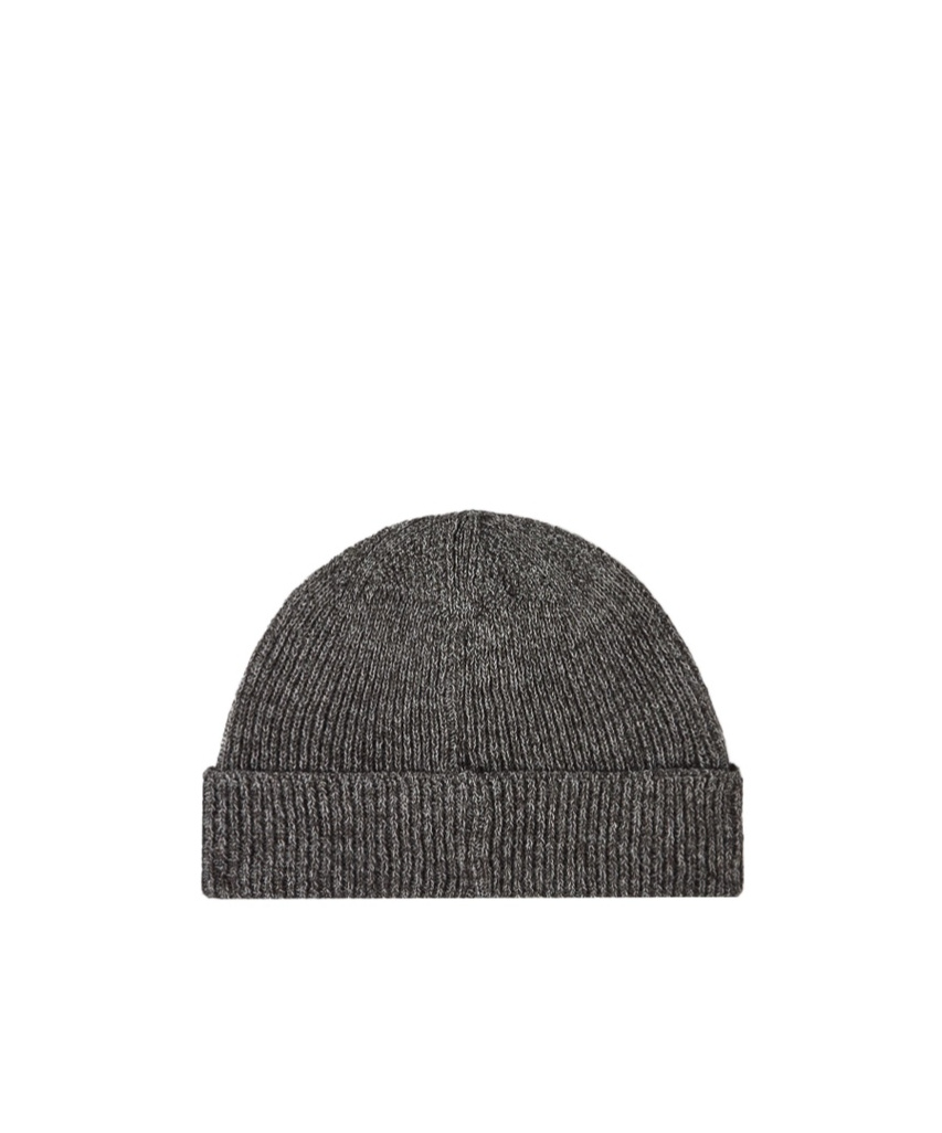 Stone Island Ribbed Knit Beanie With Folded Cuff And Logo Patch In Black