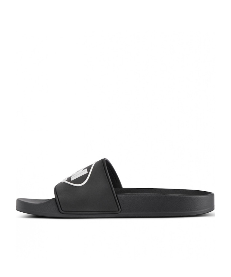 Balenciaga X Scholl Logo Pool Slides In Black