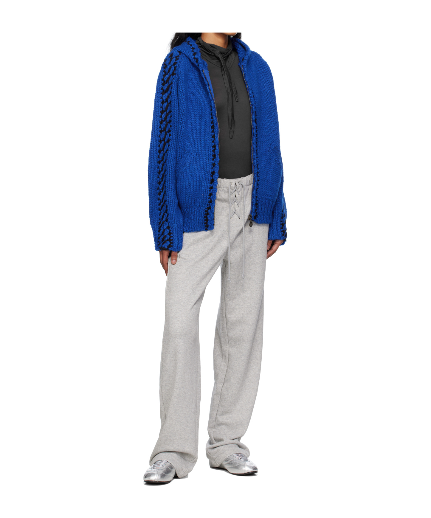 Open Yy Lace-up Sweatpants In Gray