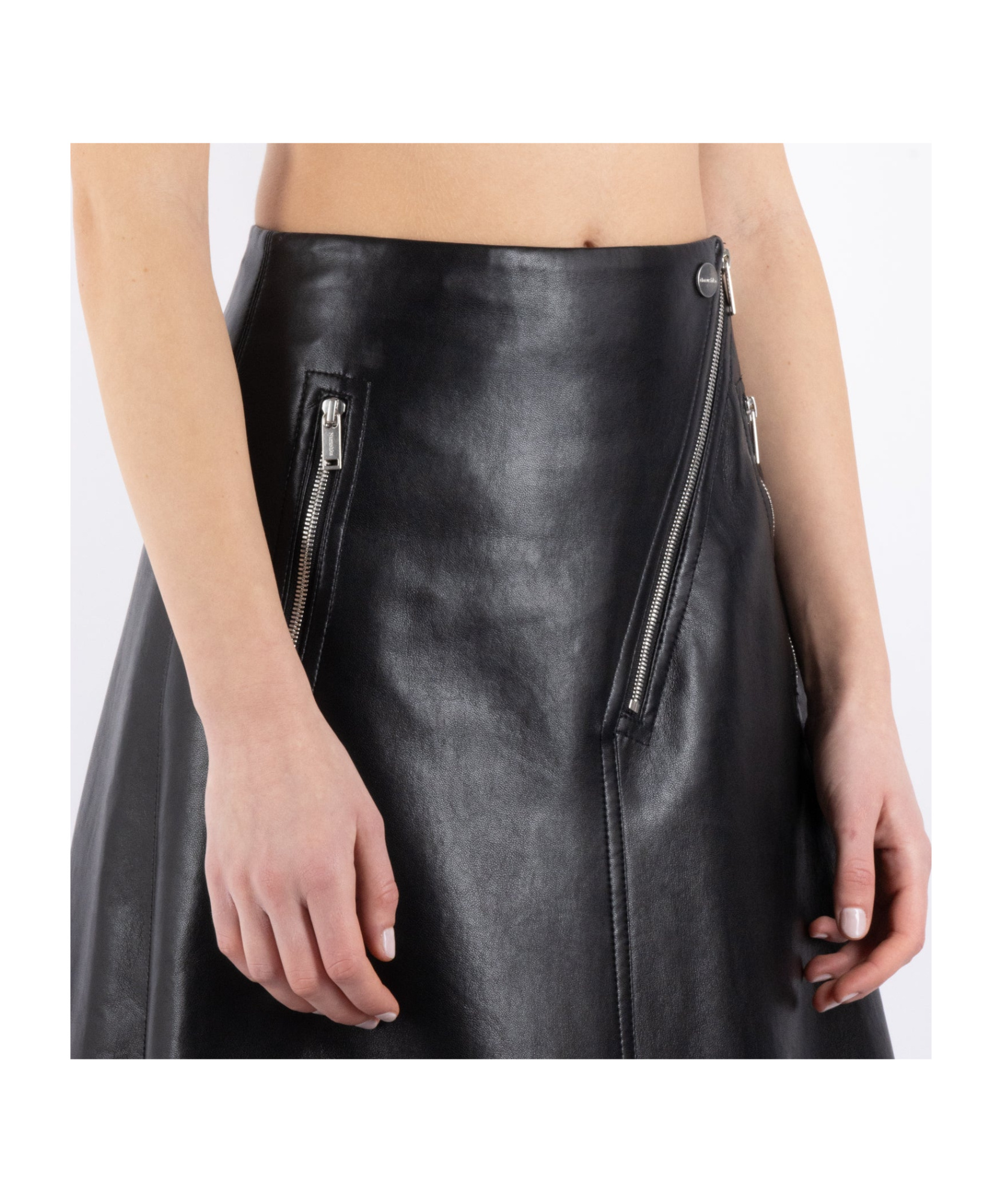 Nanushka Black Aleka Regenerated Leather Midi Skirt In Black