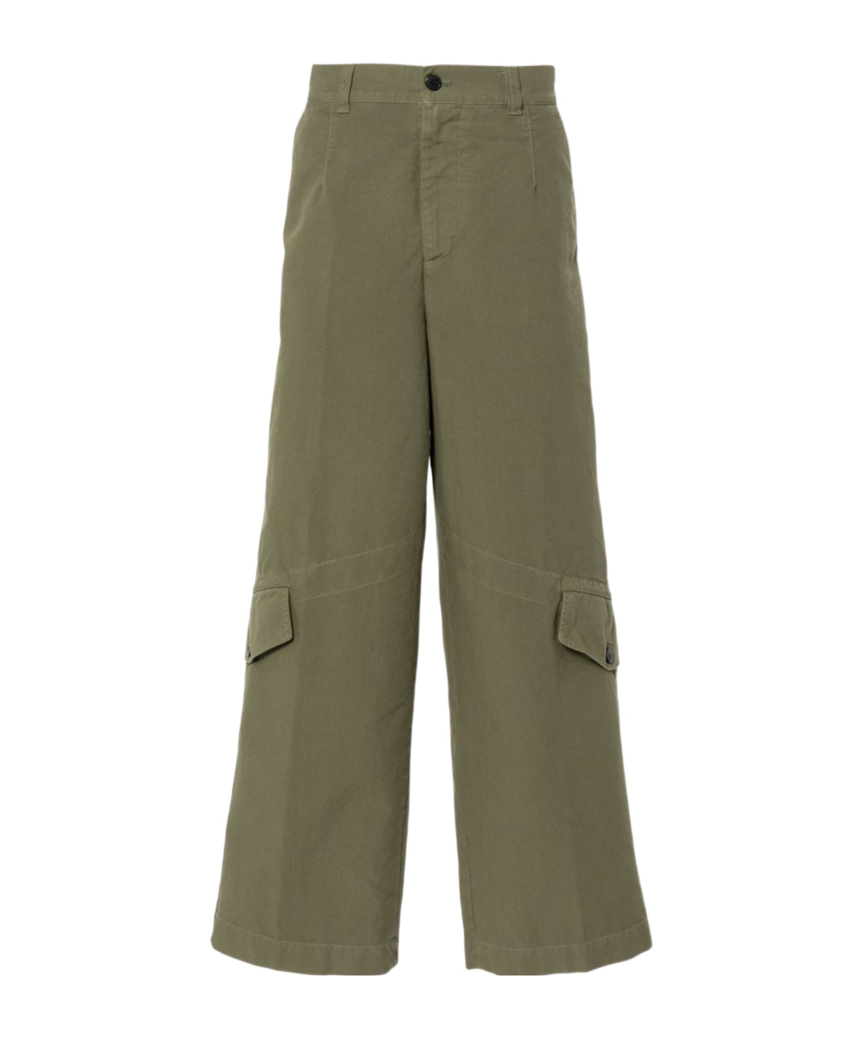 Dries Van Noten Loose Fit Wide Leg Pant In Khaki In Green