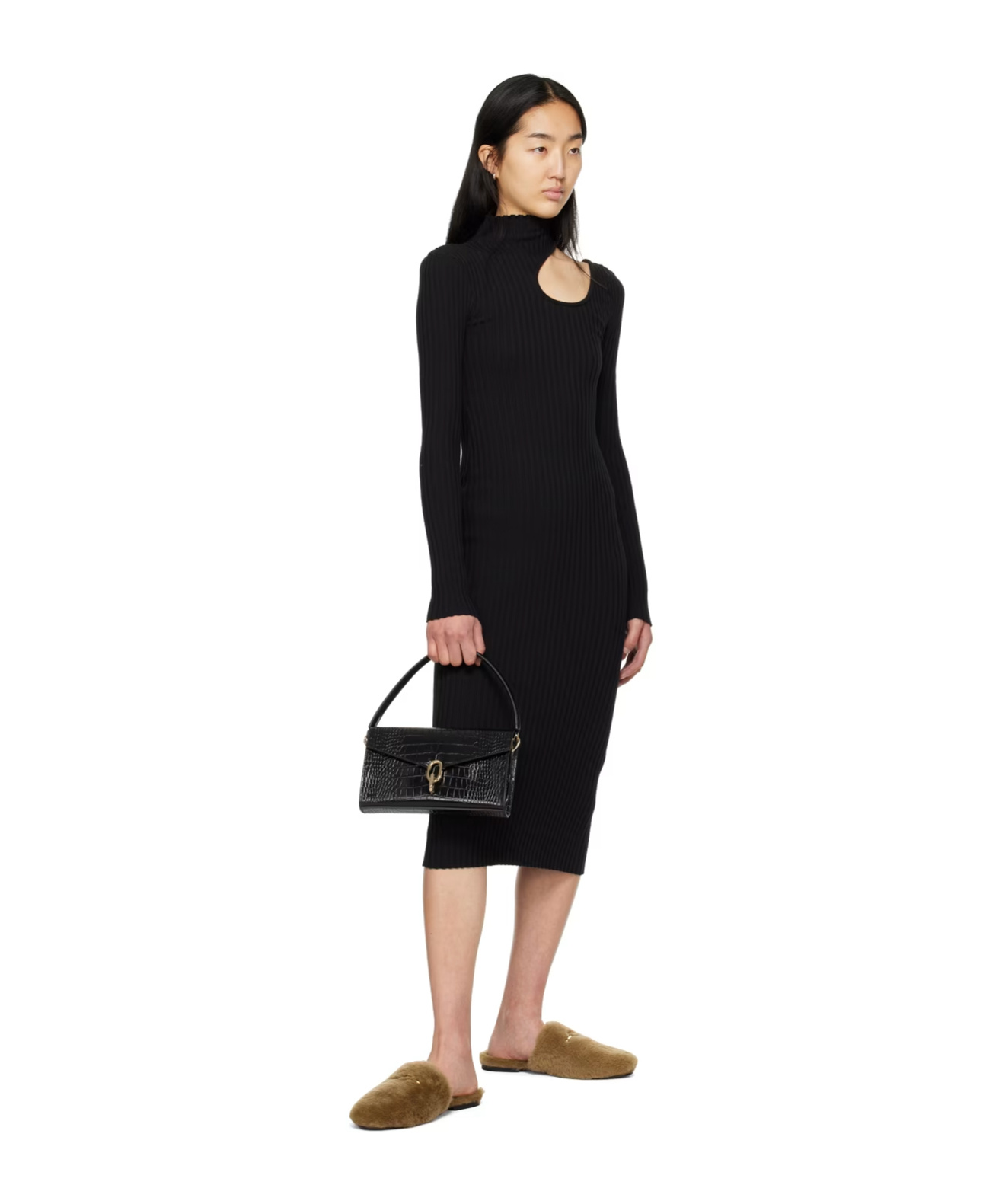 Shop Anine Bing Victoria Cut-out Detail Dress In Black