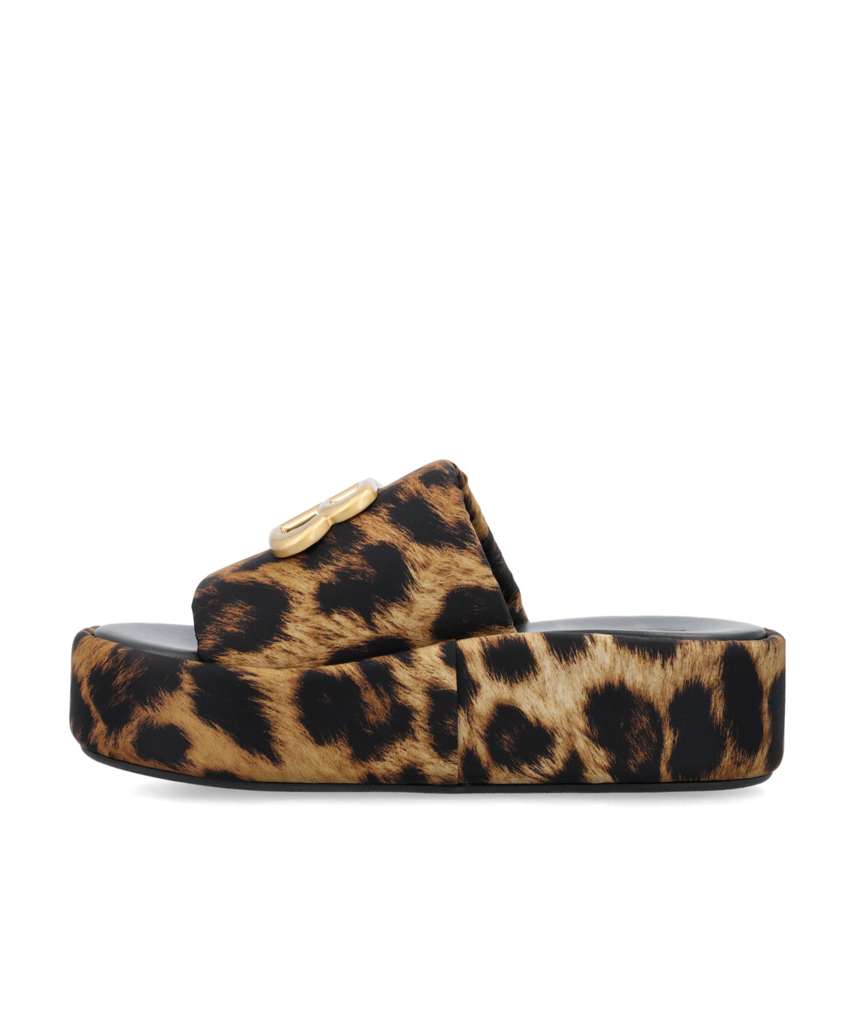 Balenciaga Rise Bb Leopard Flatform Sandals In Black