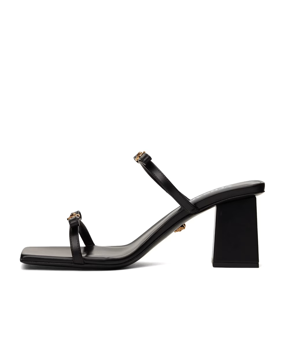 Versace 70mm Square-toe Sandals In Black