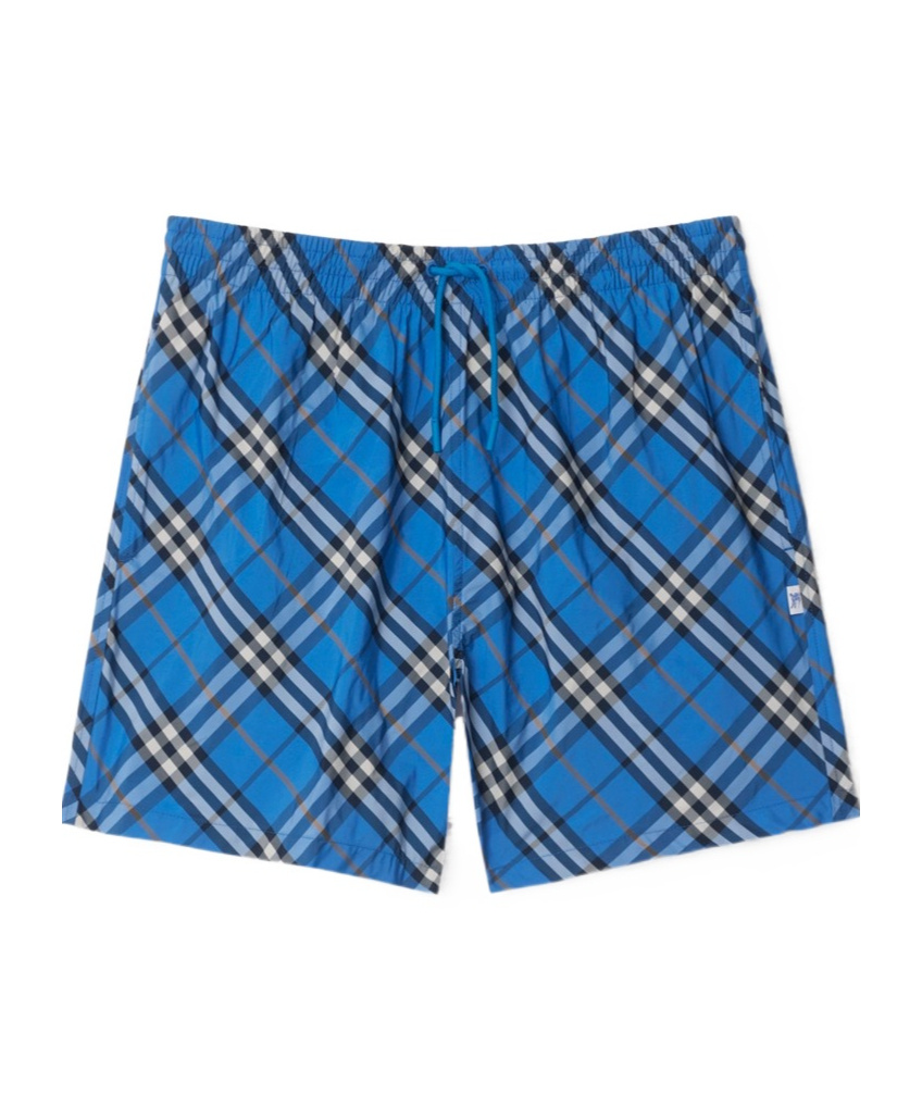 Burberry Check Drawcord Elastic Waist Swim Shorts In Hyacinth