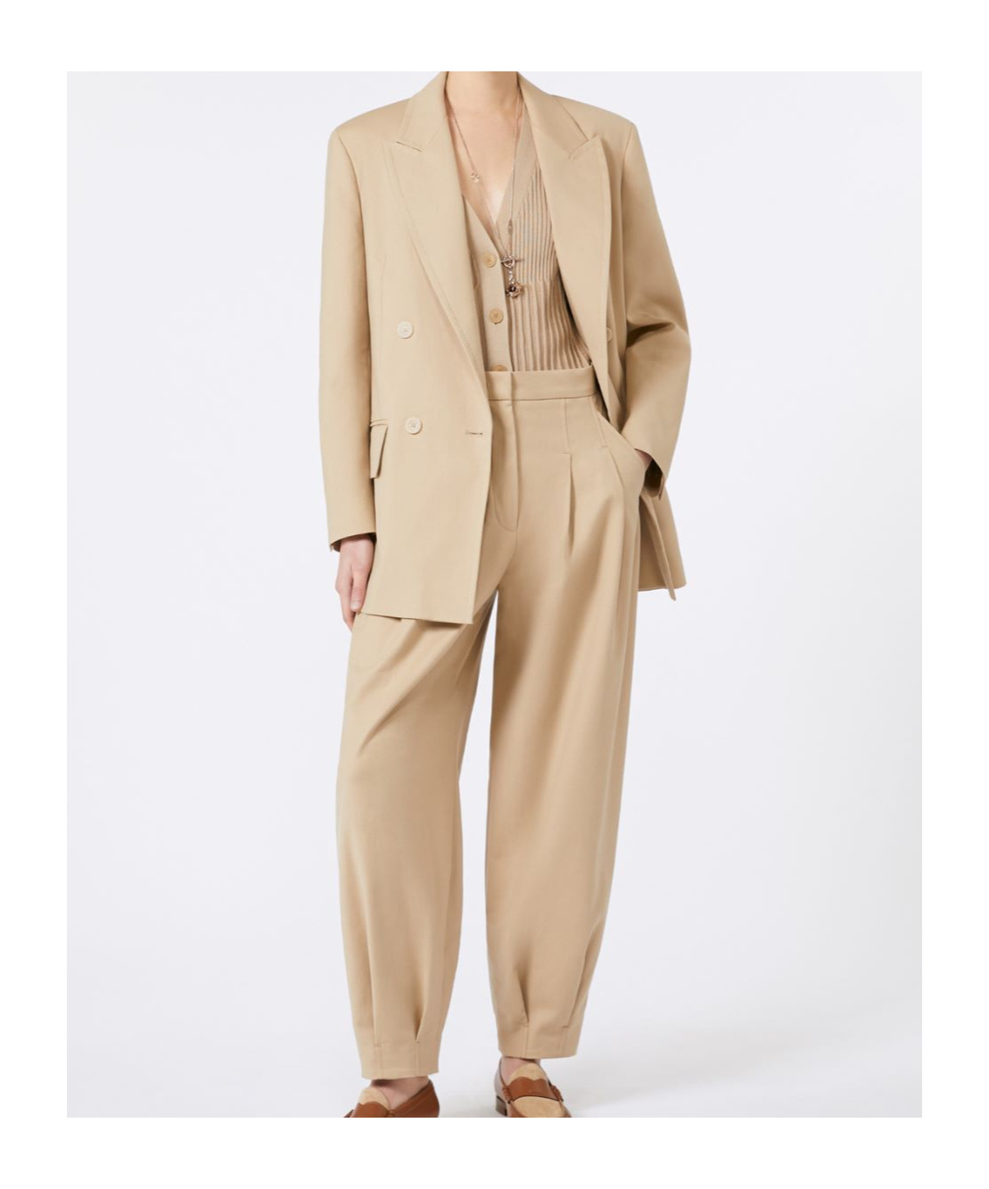 Max Mara Olimpia Jacket In Stretch Canvas In Neutral