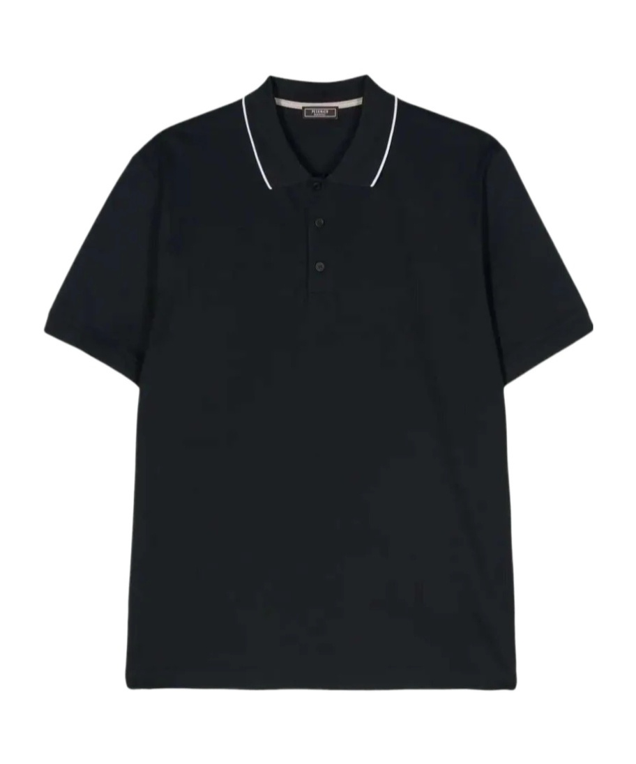 Peserico Ribbed Cotton Polo Shirt With Contrast Trim In Black