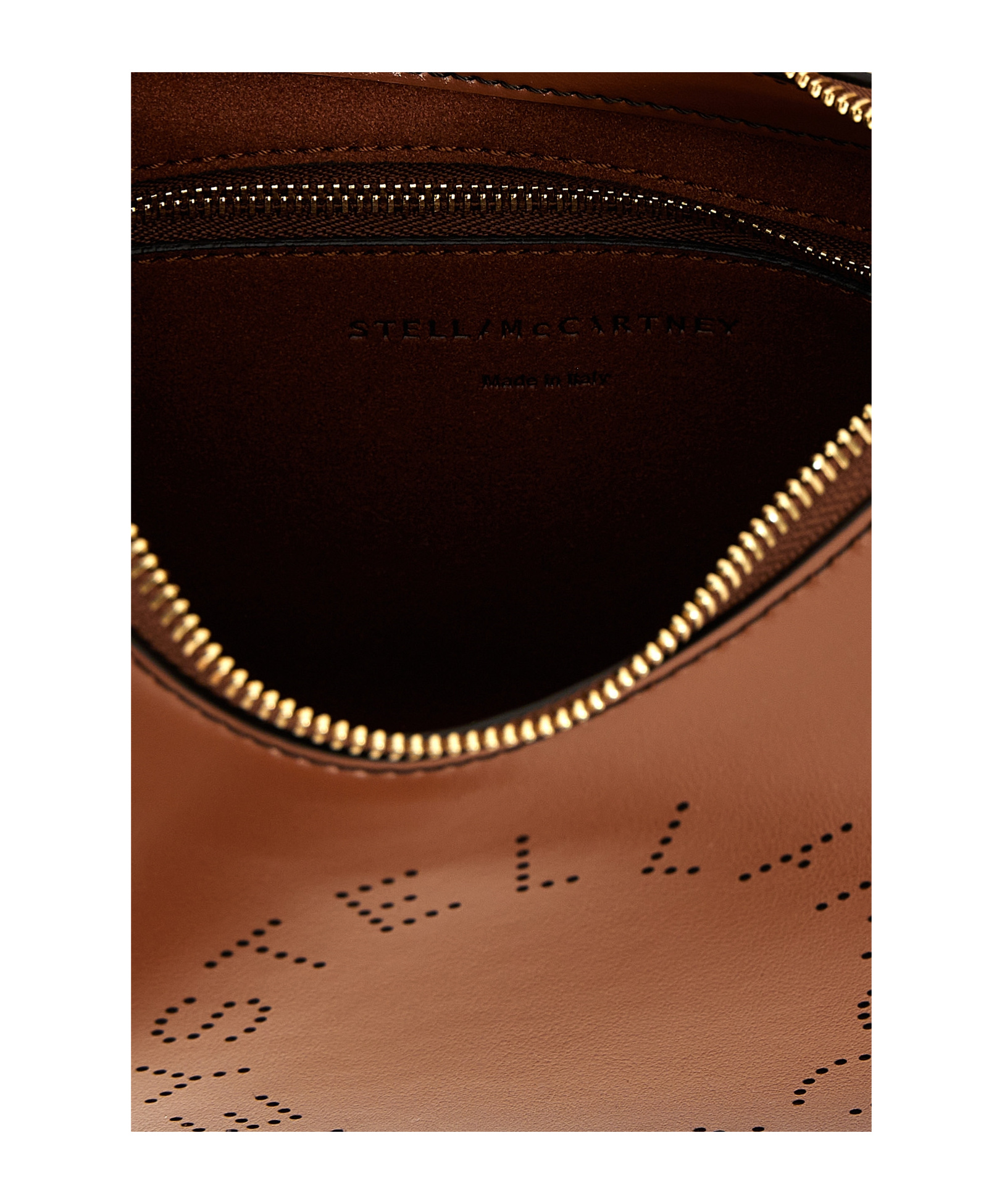 Stella Mccartney Perforated Logo Shoulder Bag In Brown