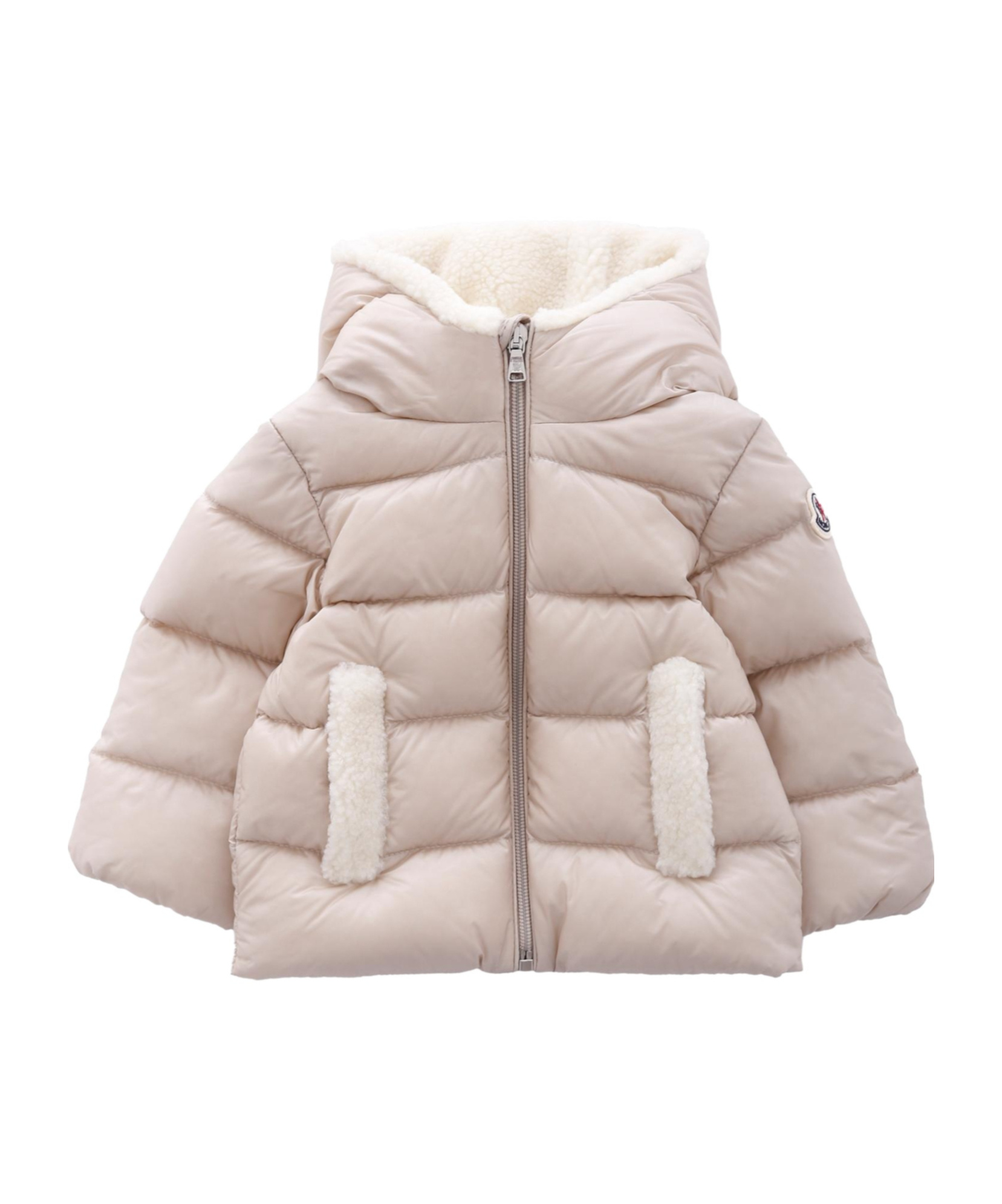Moncler Long-sleeved Hooded Cotton Coat In Pink