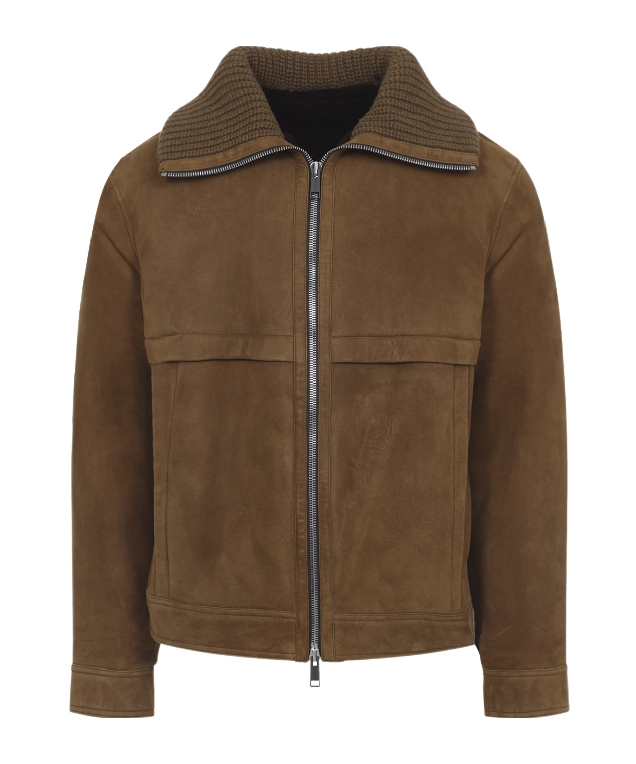 Yves Salomon Suede Finish Down Jacket With Buttoned Cuffs In Brown