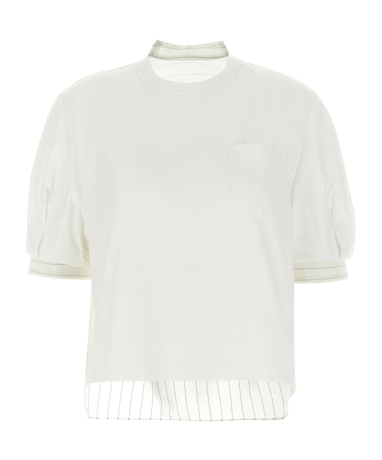 Sacai White Organza T-shirt In White