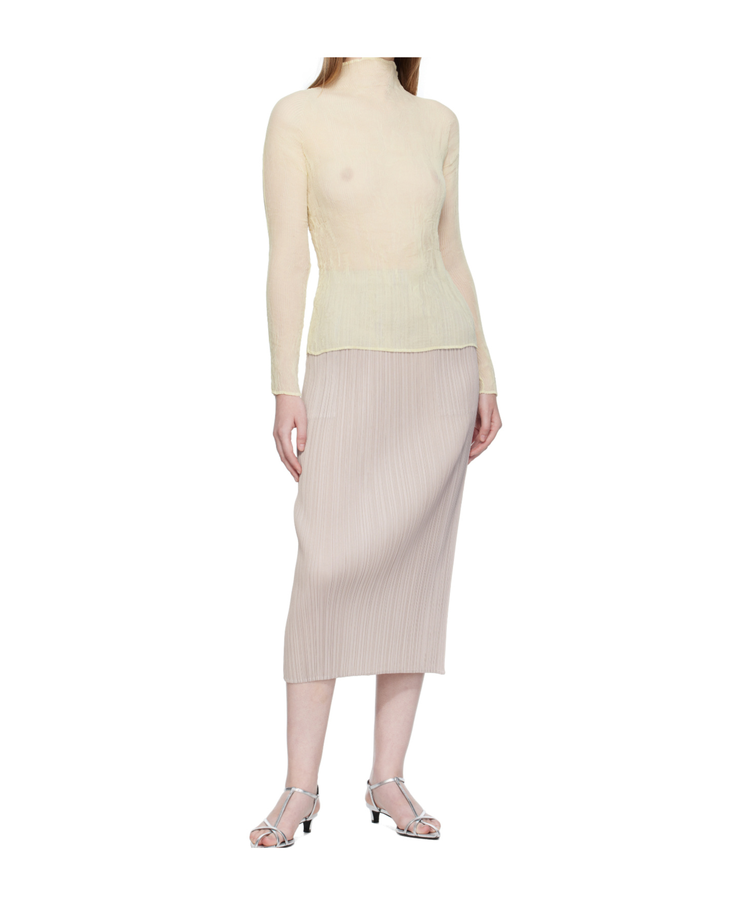 Issey Miyake Gray New Colorful Basics 4 Midi Skirt In Neutral