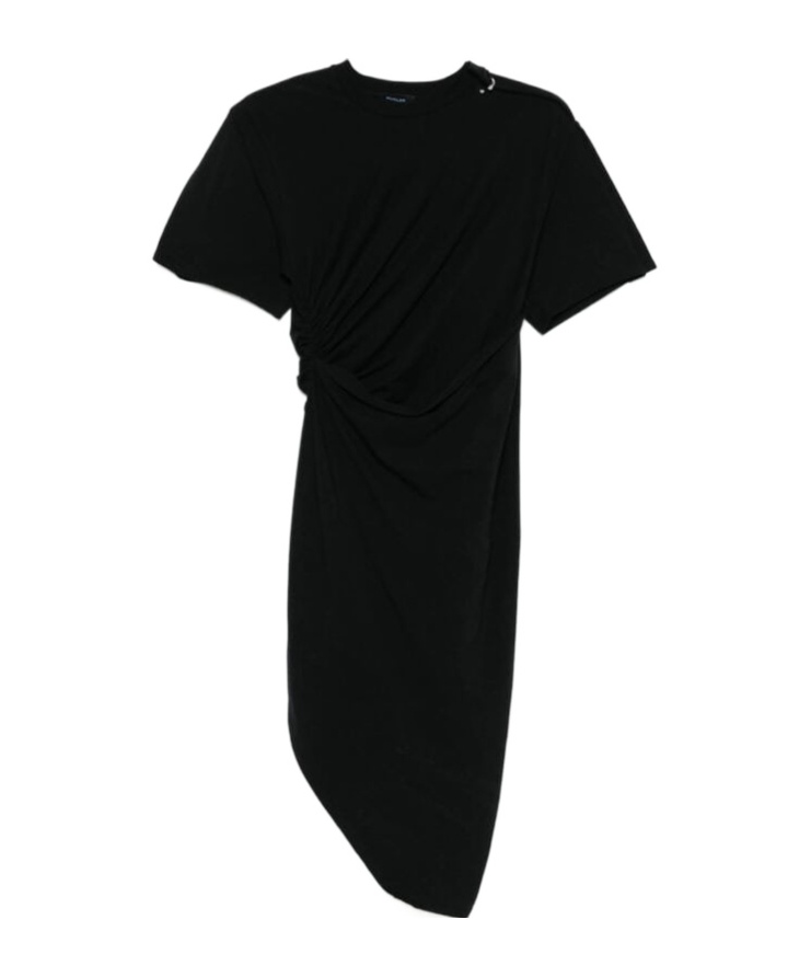 Mugler Short Sleeve Dress In Black