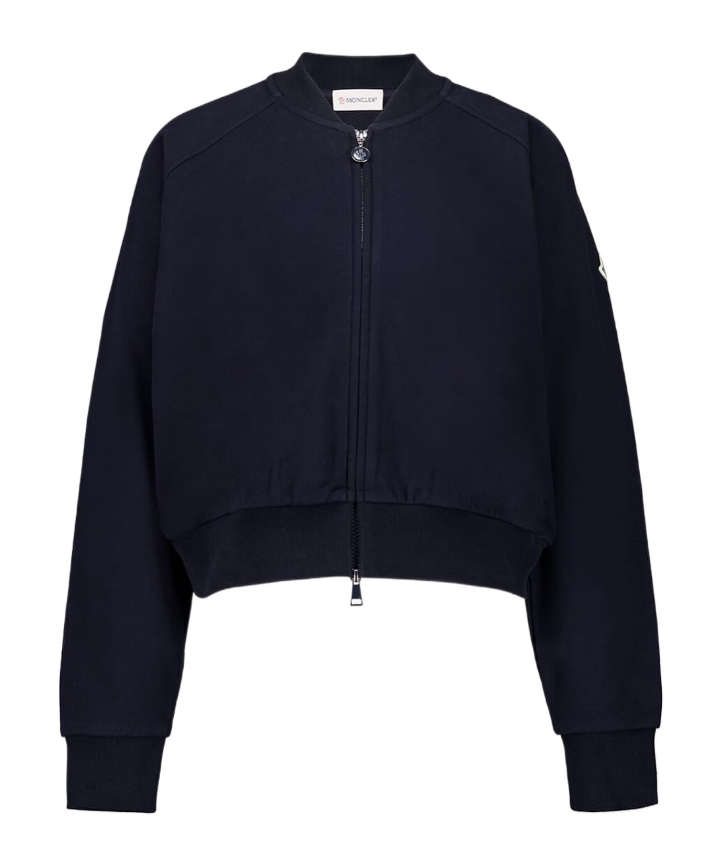 Moncler Cotton Bomber Jacket In Blue
