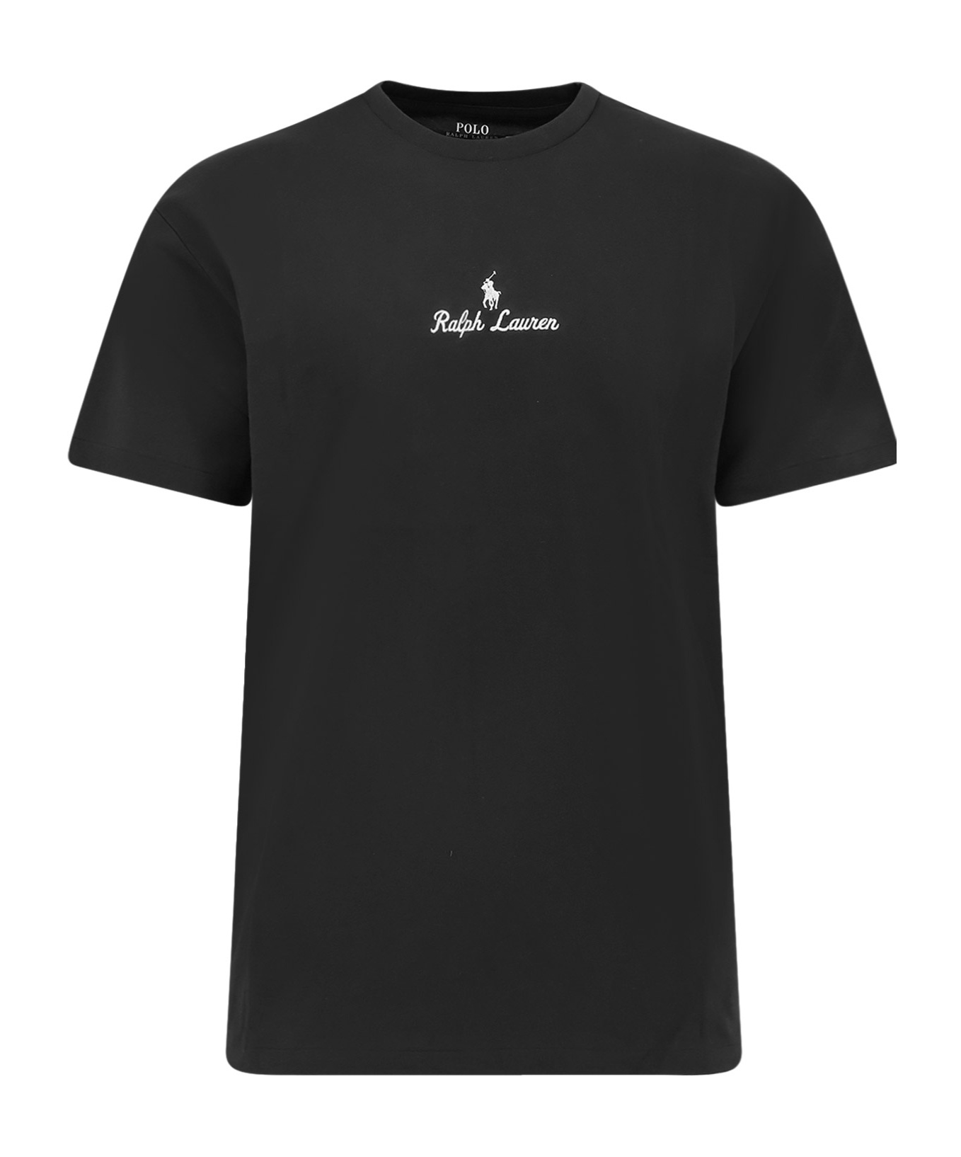 Polo Ralph Lauren Ribbed Crew-neck Cotton T-shirt With Short Sleeves In Black