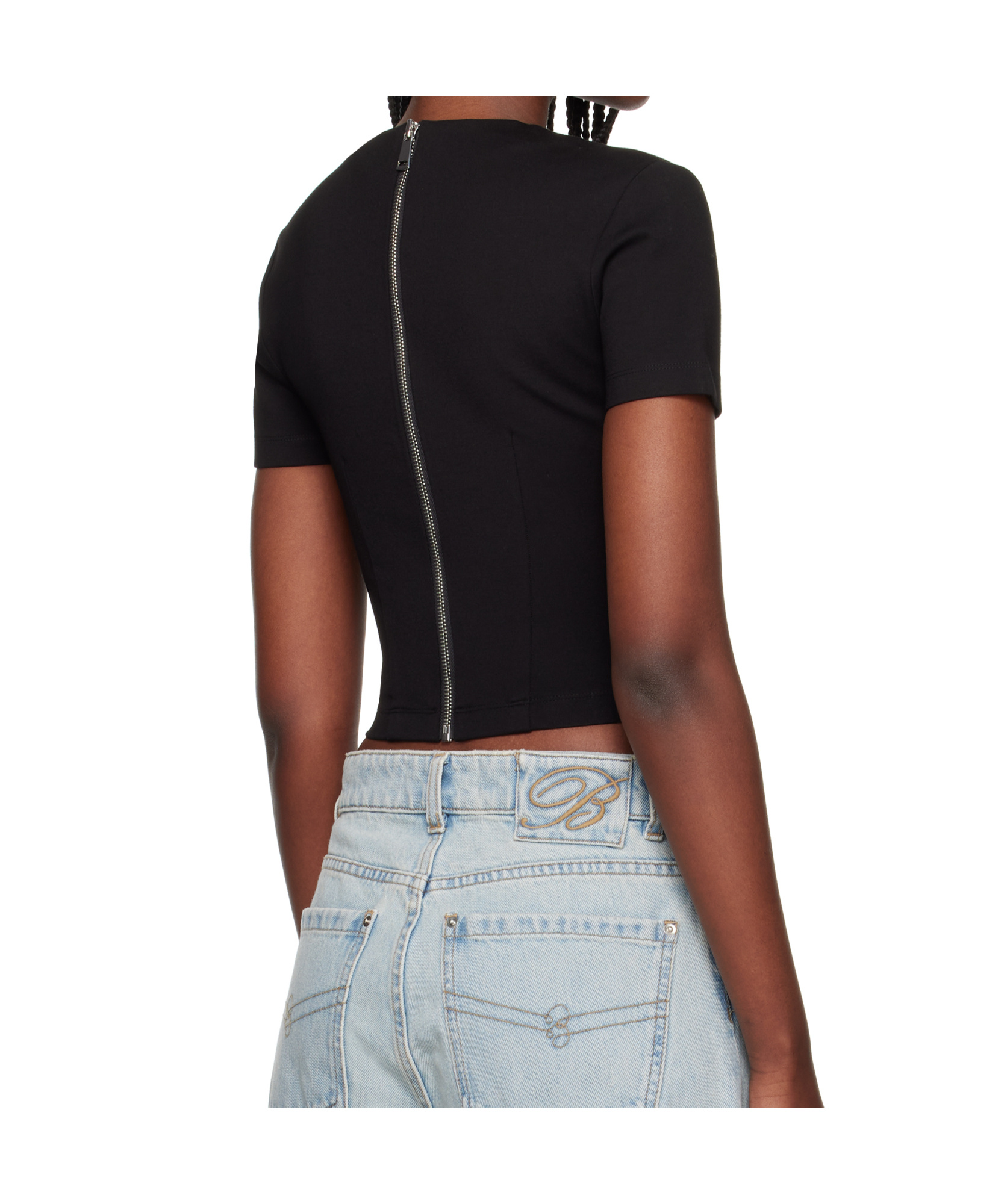 Shop Area Zip-detail T-shirt In Black