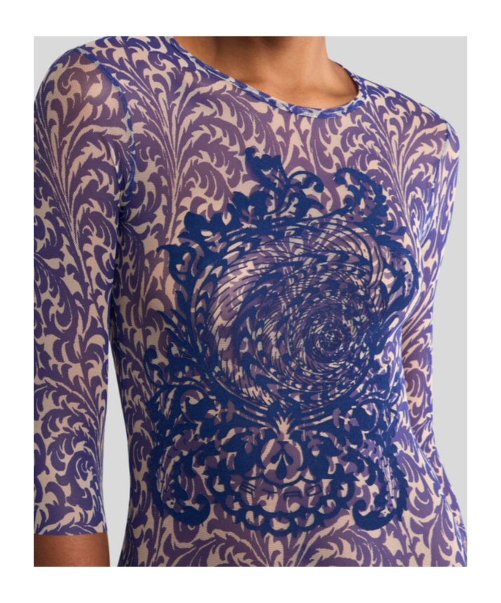 Etro , Tulle Dress With Shell Print, Woman, Electric Blue, Size 48 In Purple